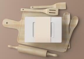 Paper food box with spoon and fork photo