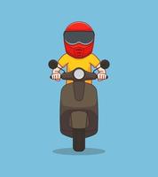 Man in helmet riding a scooter vector