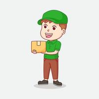 Cute courier delivers a packages vector