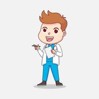 Cute doctor holding pen and paper vector