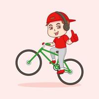 Man is cycling and giving thumbs up vector