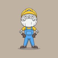 Cute miner robot in uniform vector