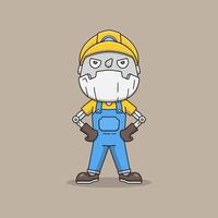 Cute miner robot in uniform vector