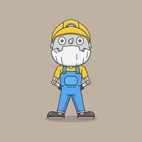 Cute miner robot in uniform vector