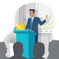 Public Speaker Giving a Presentation in a Conference Concept vector