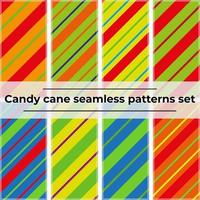 Chrismas candy cane colourful seamless patterns set, vector illustration