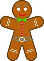 Gingerbread man on white background. Vector illustration, symbol of New Year
