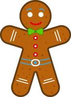 Gingerbread man on white background. Vector illustration, symbol of New Year