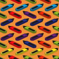 Multi-colored isometric markers highlighters seamless pattern. For school and business. Pattern for students day vector
