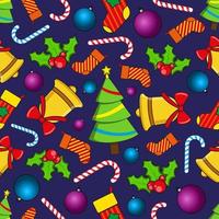 Seamless pattern with Christmas symbols, vector wallpaper or illustration for New Year, wrap