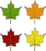 Set of colorful maple leaves icons vector