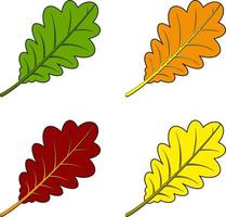 Autumn oak leaves on a white background, vector icons