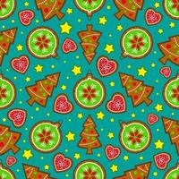 Christmas gingerbread seamless pattern, vector background