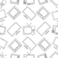 Seamless pattern of old and modern TVs. TV icons on white background vector