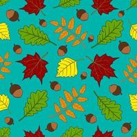 otoño de patrones sin fisuras con hojas y accorns. hermoso vector de fondo