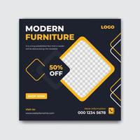 Modern Furniture Sale Social Media Banner Post Design Template vector