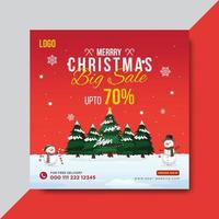 Merry Christmas Sale Social Media Banner Post Design Template vector