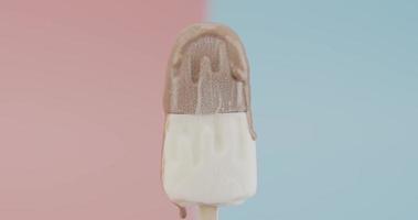 bâtons de crème glacée time-lapse fondant isolés sur fond bicolore.