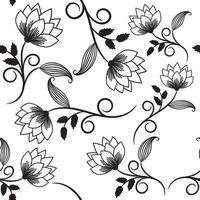 Pattern Floral black and white vector