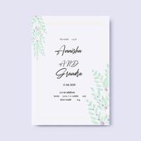 Watercolor wedding Invitation card template vector