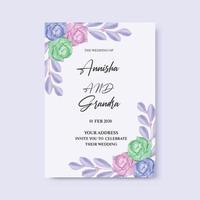 Watercolor wedding Invitation card template vector