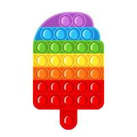 Trendy antistress sensory toy Pop it fidget in flat style isolated on white background. Ice cream shape hand toy for kids with push bubbles. Vector illustration.