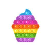 Trendy antistress sensory toy Pop it fidget in flat style isolated on white background. Cake shape hand toy for kids with push bubbles. Vector illustration.