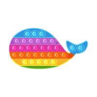 Trendy antistress sensory toy Pop it fidget in flat style isolated on white background. Whale shape hand toy for kids with push bubbles. Vector illustration.