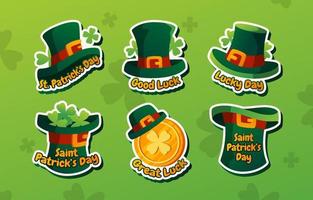 colección de pegatinas de sombrero para el día de san patricio vector