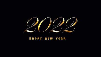 Happy New Year 2022 bright golden text video