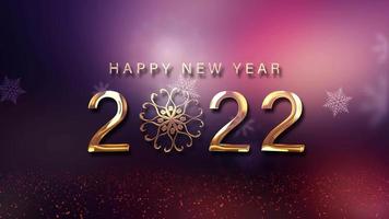 Happy New Year 2022 with gold snowflakes video