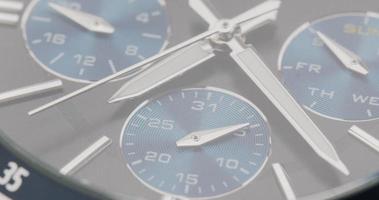 Close up Macro Shot, Elegant Analog Wrist Watch star time 4 o'clock, Timelapse moving fast. video