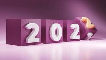 Cuenta regresiva del año de representación 3D de 2021 a 2022, feliz año nuevo 2022, fondo de bienvenida 2022 e ilustración de fondo de pantalla foto