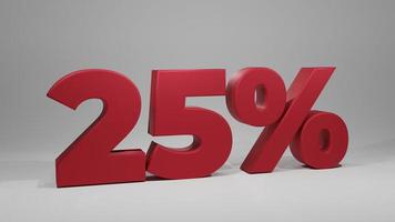 25 por ciento de descuento por vender su artículo en el mercado, representación 3D 25 por ciento de descuento