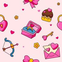 Cute Valentine's Day Elements Seamless Pattern vector