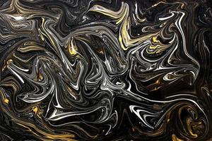 Fondo abstracto de textura de patrón de tinta de mármol. tono oro negro y blanco foto