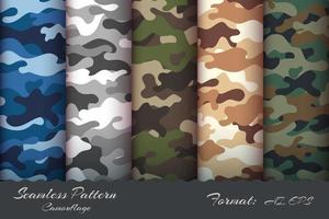 Set Miilitary Camouflage Seamless Pattern vector