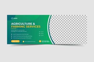 agriculture farming services Social Media cover banner and Web Banner Template. Garden, agro farm, agriculture, farm rice field vector