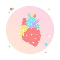 Healthy heart beats link model in circle icon. Triangle connected dots point online doctor. Pulse internal body modern innovative technology render vector illustration. Anatomical cardiology concept.
