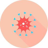 corona virus en icono de círculo con largas sombras. bacterias, microbios y virus signo y símbolo en salud de diseño plano con elemento para concepto móvil y aplicaciones web. vector