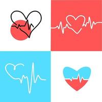 Heart pulse. Red, blue, white colors. Heartbeat lone, cardiogram. Beautiful healthcare, medical background. Modern simple design. Icon. sign or logo. Flat style vector illustration. Echocardiography