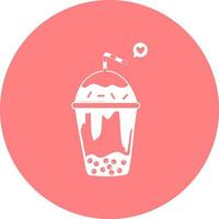 Bubble milk tea in circle icon. Cute Thai Tea in flat style. Vector art illustration in round shape icon. Elements for design cold drinks products, logo beverage, grocery store, soft drink.