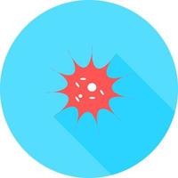 Corona virus in circle icon with long shadows. Bacteria, microbes and virus sign and symbol in flat design health with element for mobile concept and web apps. vector