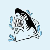 blue shark illustration print on tshirts sweatshirts and souvenirs vector Premium Vector