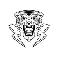 ilustración en blanco y negro de tigre imprimir en camisetas, sudaderas y recuerdos vector vector premium