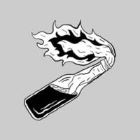 cóctel molotov dibujado a mano en blanco y negro vector