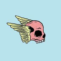skull wings illustration print on tshirts sweatshirts and souvenirs vector Premium Vector