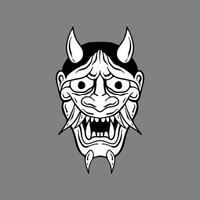 devil mask black and white illustration print on tshirts sweatshirts and souvenirs Premium Vector