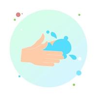 Vector illustration of washing hands in round shaped icon. Washing hands with soap vector sign in circle icon. Healthcare action for healthy life. Prevention from virus and bacteria.