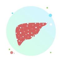 estructura de alambre de poli baja salud del hígado. modelo anatómico poligonal del hígado humano hecho de estrellas, líneas, puntos, triángulos. concepto médico y de anatomía. cirrosis y hepatitis tratamiento médico, trasplante vector